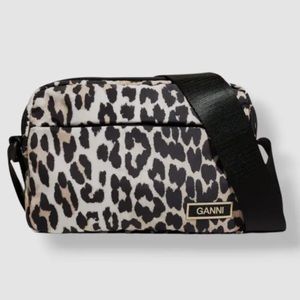 Ganni Leopard Print Crossbody Purse Bag